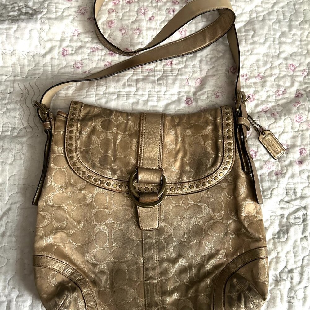 Gold Coach Shoulder Bag